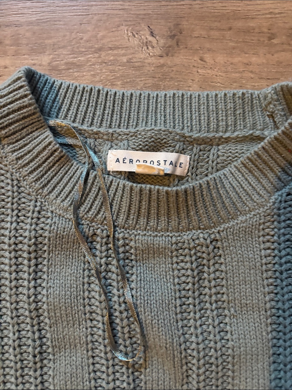 Lot of 2 Sweaters  - Sage Green Aeropostale and striped PAC Sun LA Hearts - Picture 3 of 6